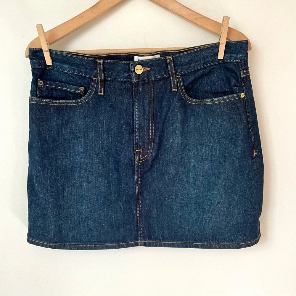 Frame Denim Dark Wash Mini Skirt
